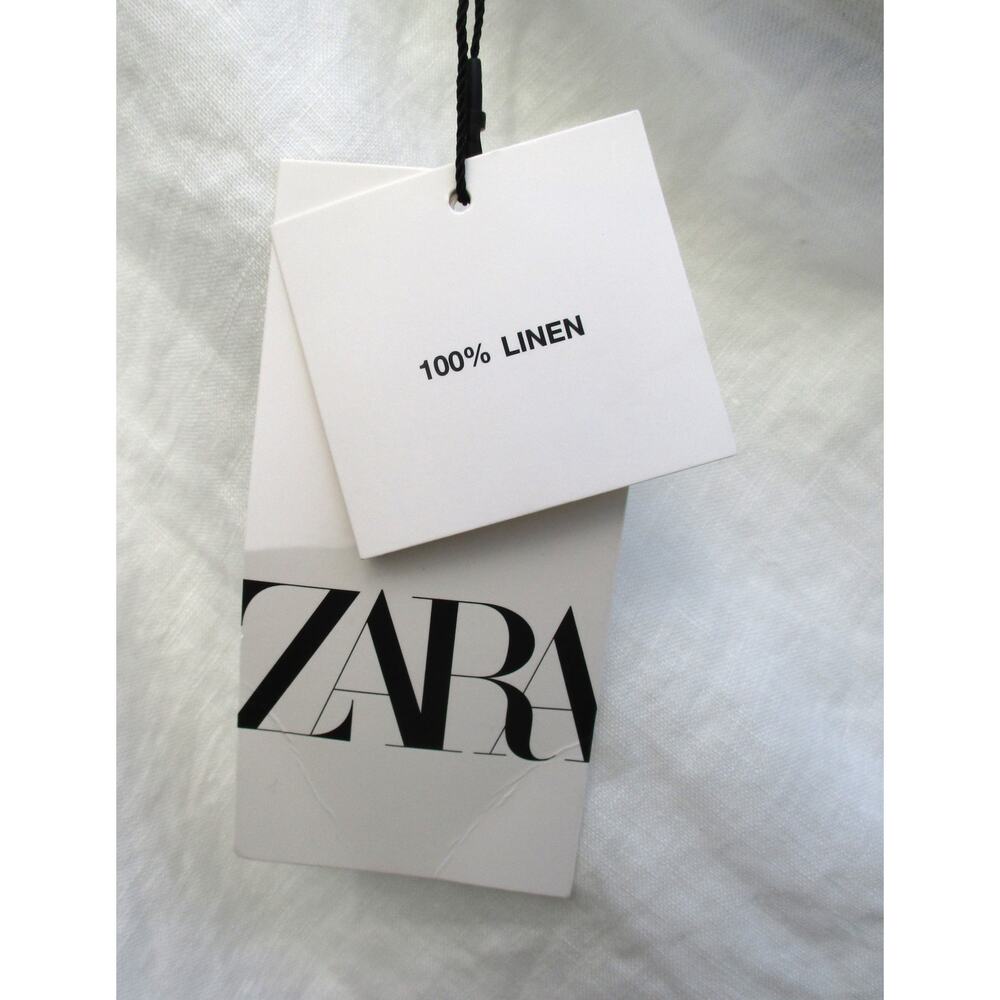 Nwt ZARA 100% Linen One-Shoulder Asymmetrical Off White Lined Midi Dress Sz M - Picture 8 of 10